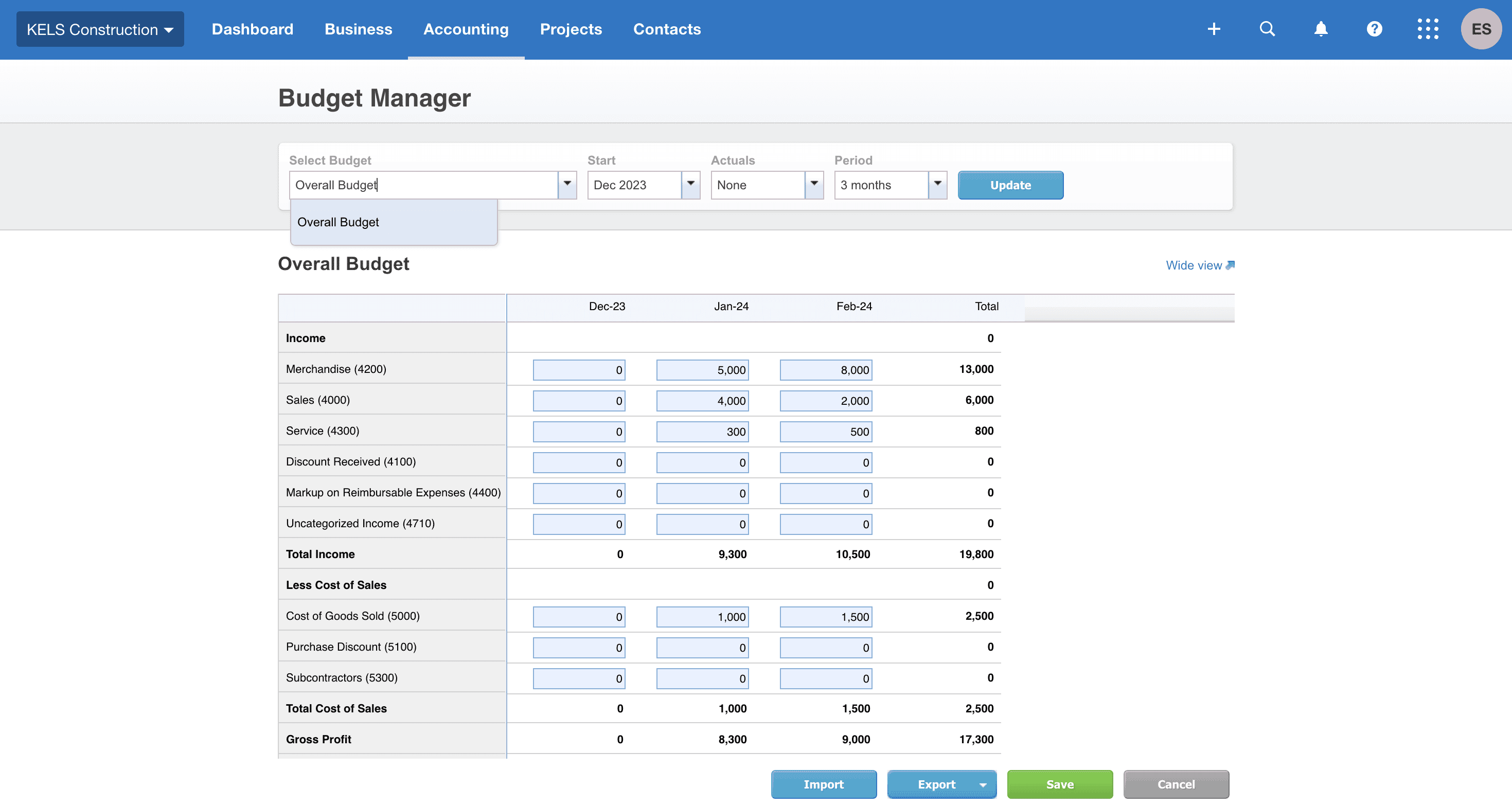 xero budget 