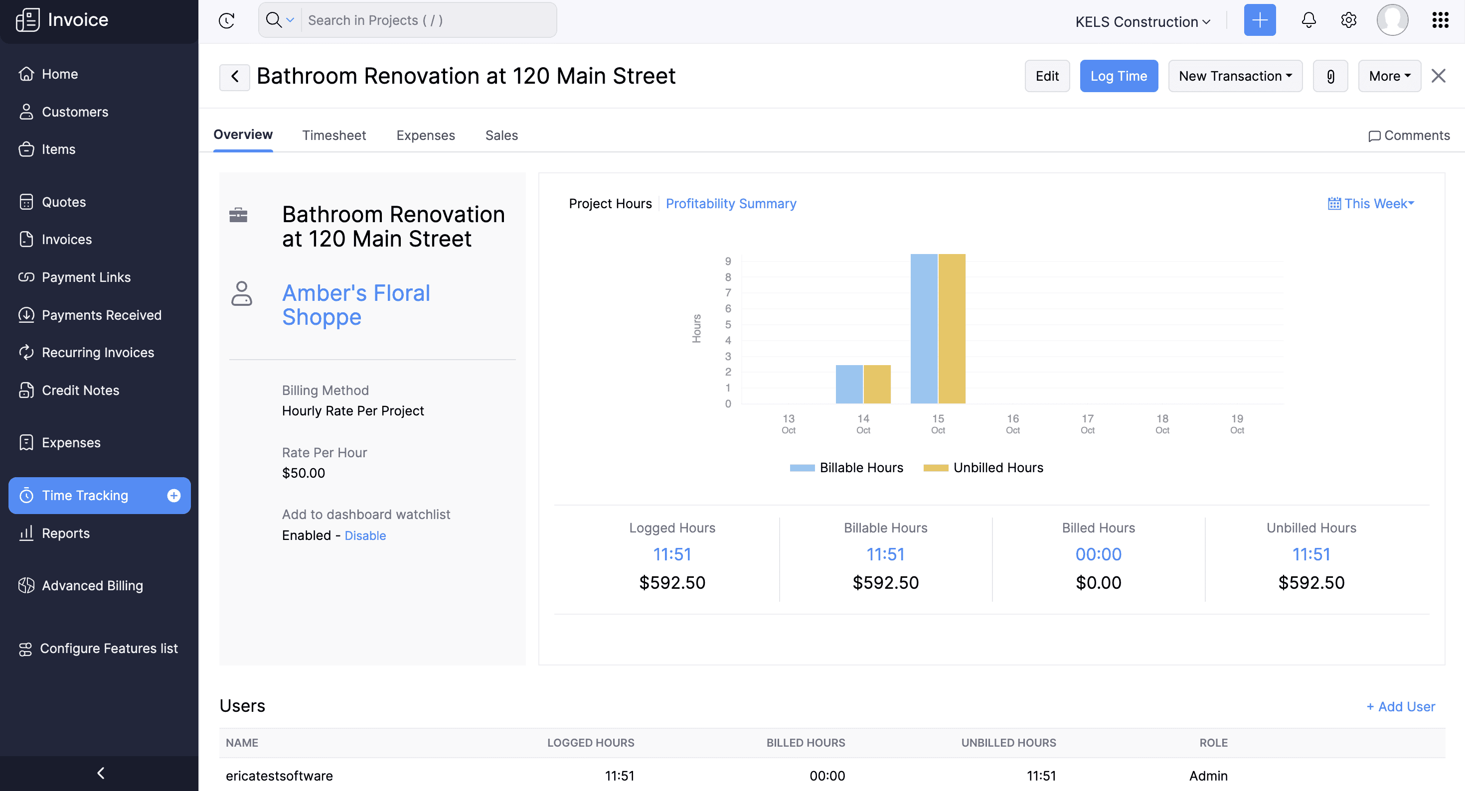 zoho invoice projects