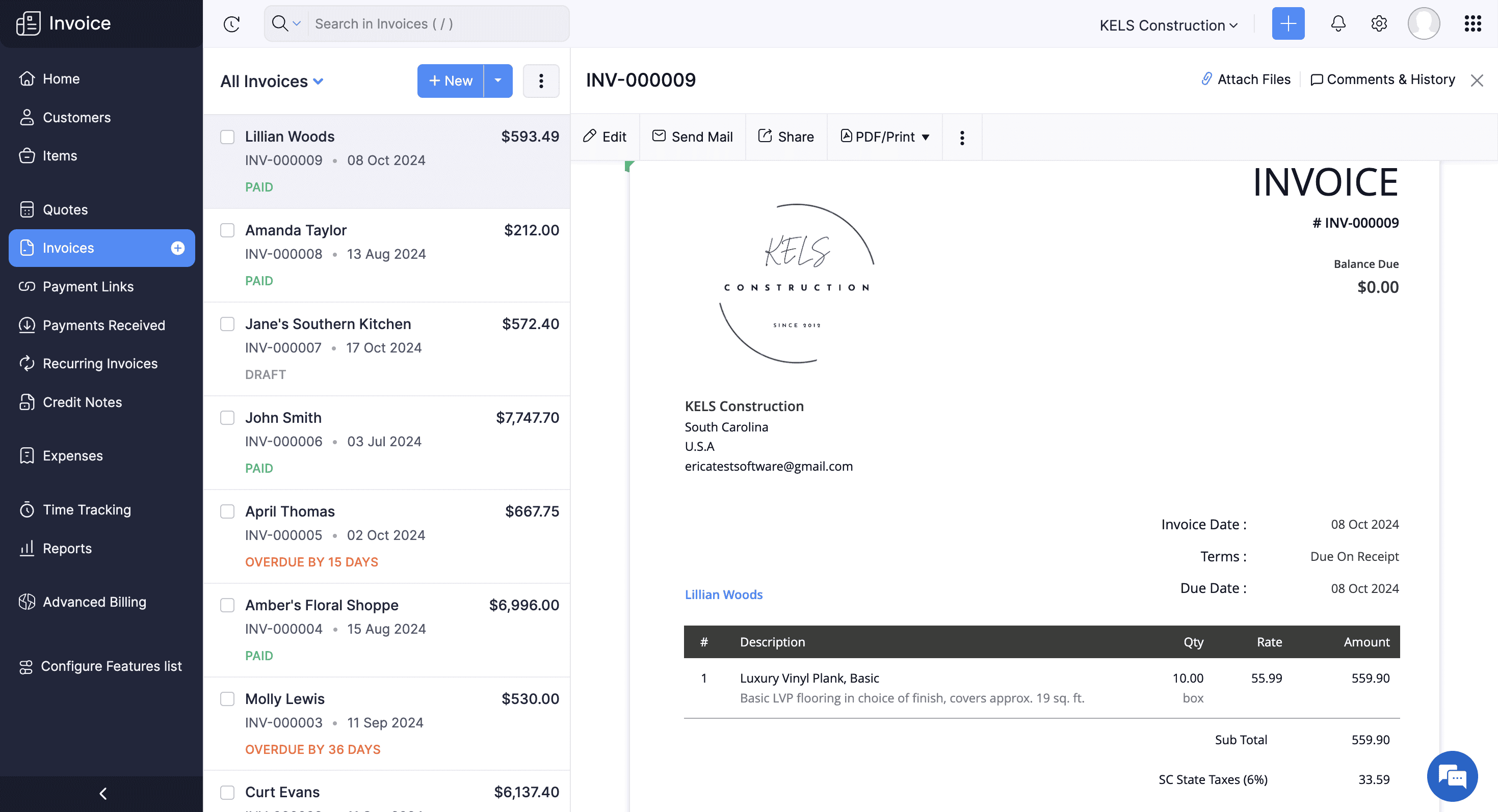 zoho invoice