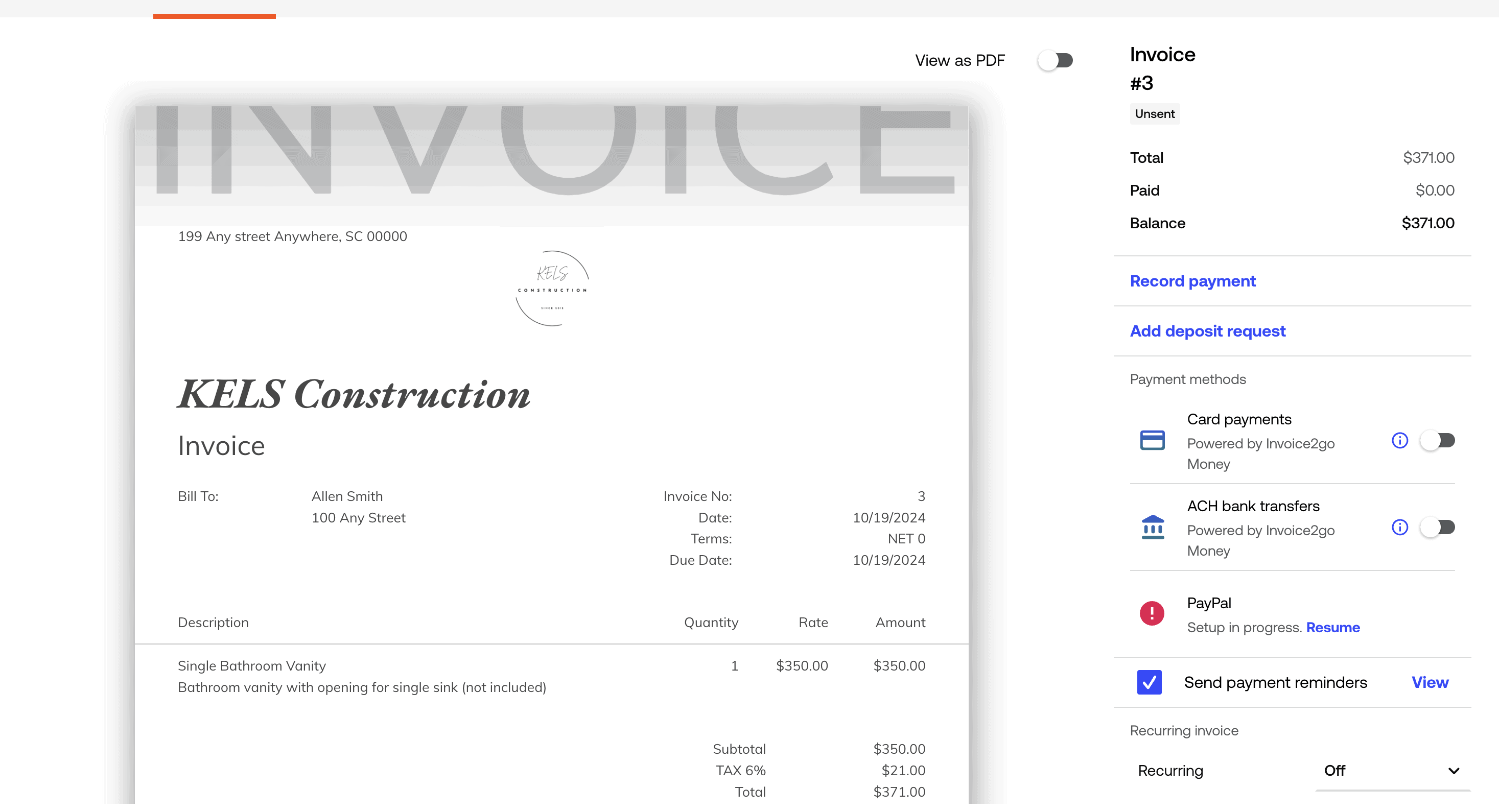 invoice2go invoice