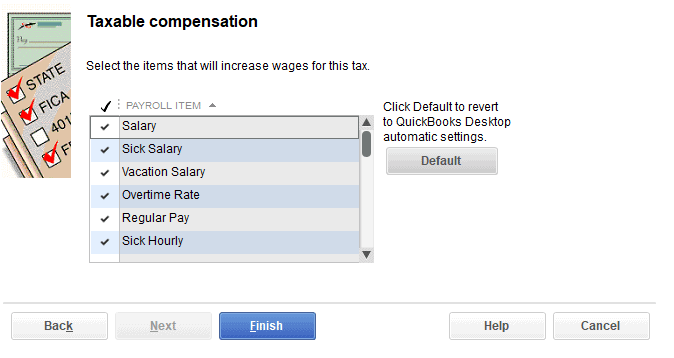 quickbooks desktop payroll item setup show net pay