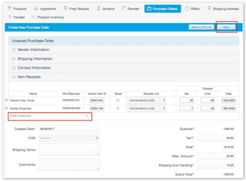 מערכת POS POS עם QuickBooks