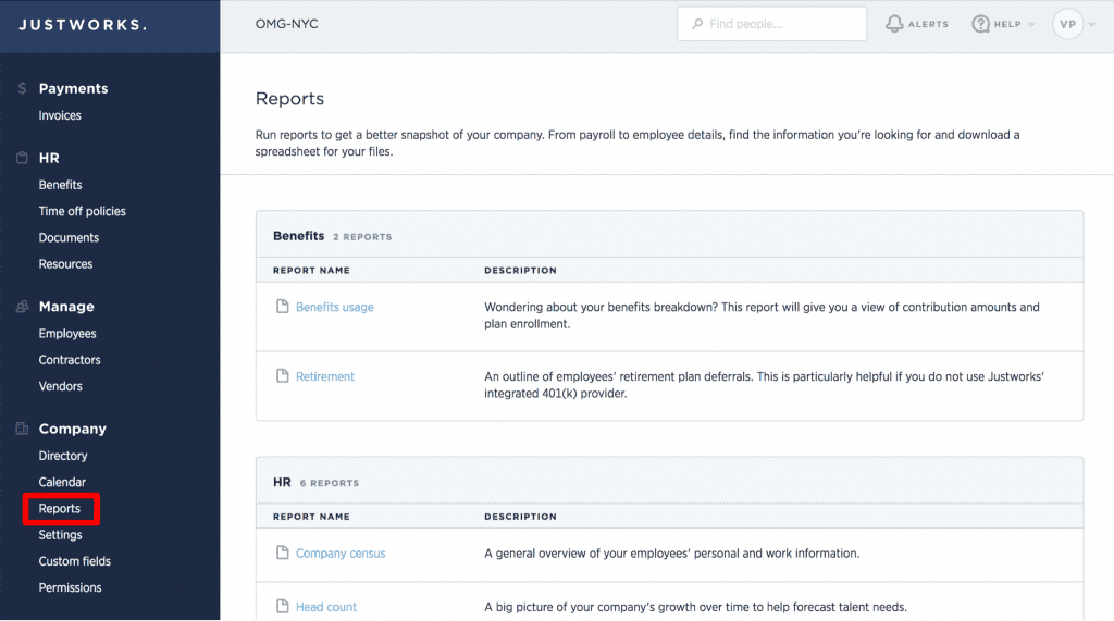 justworks payroll reports